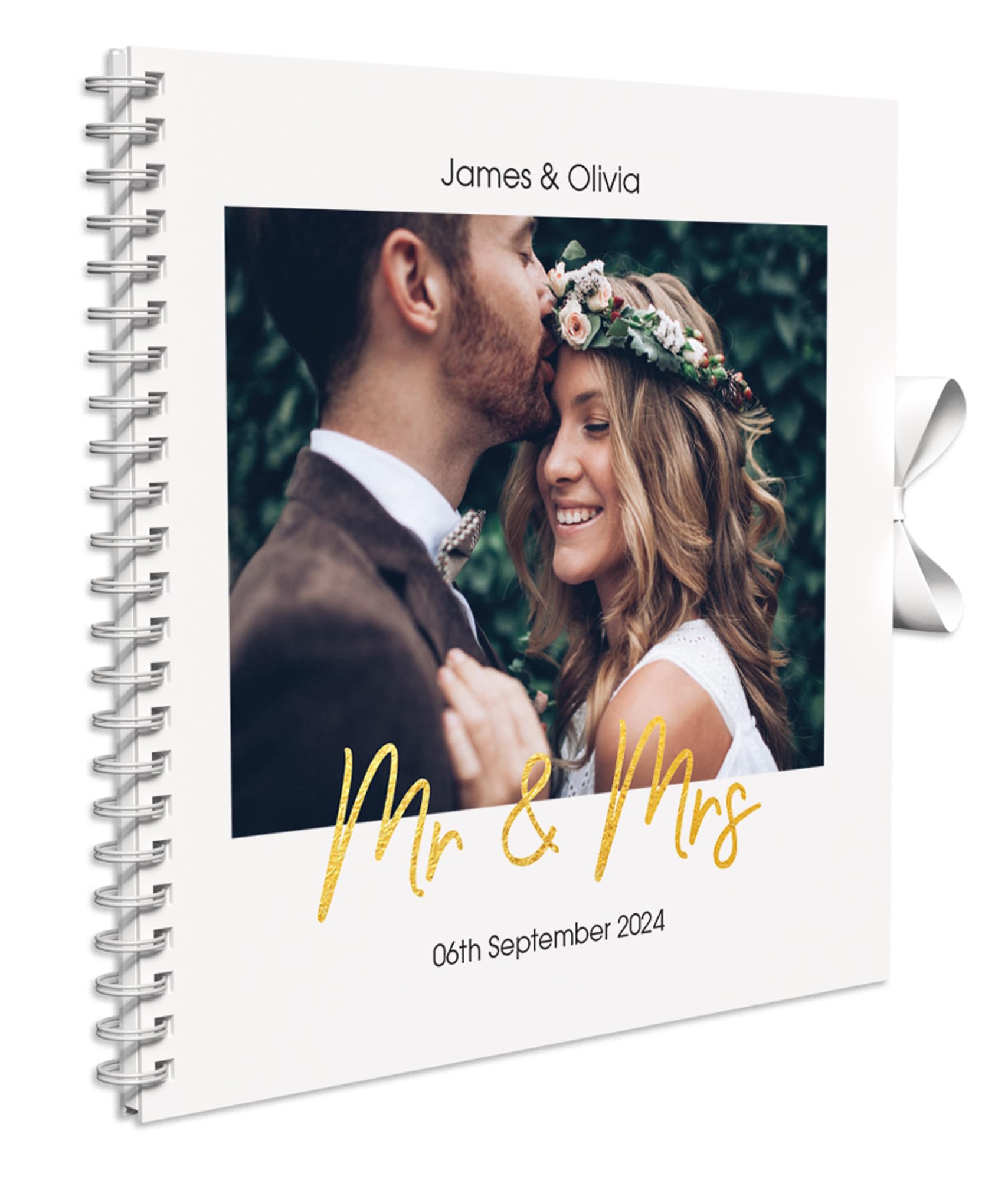 Star Online White Personalised Photo Wedding Guest Book Keepsakes,Signature Scrapbook, Photo Album Wedding Couple - 20Cm X 20 Cm - 50 Sheets (Mr And Mrs, )