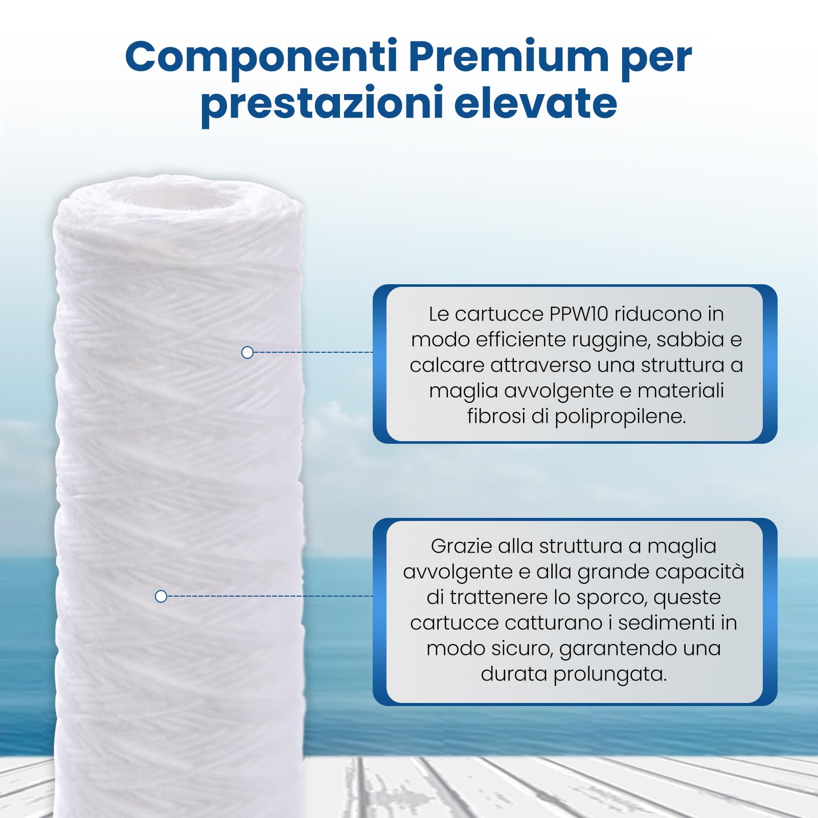 4 Pack 5 Micron 10" x 2,5" Cartuccia di sostituzione del filtro a sedimenti per la casa intera per il sistema RO universale da 10" WP-5 Aqua-Pure AP110 CFS110 Culligan P5 WFPFC4002 CW-MF