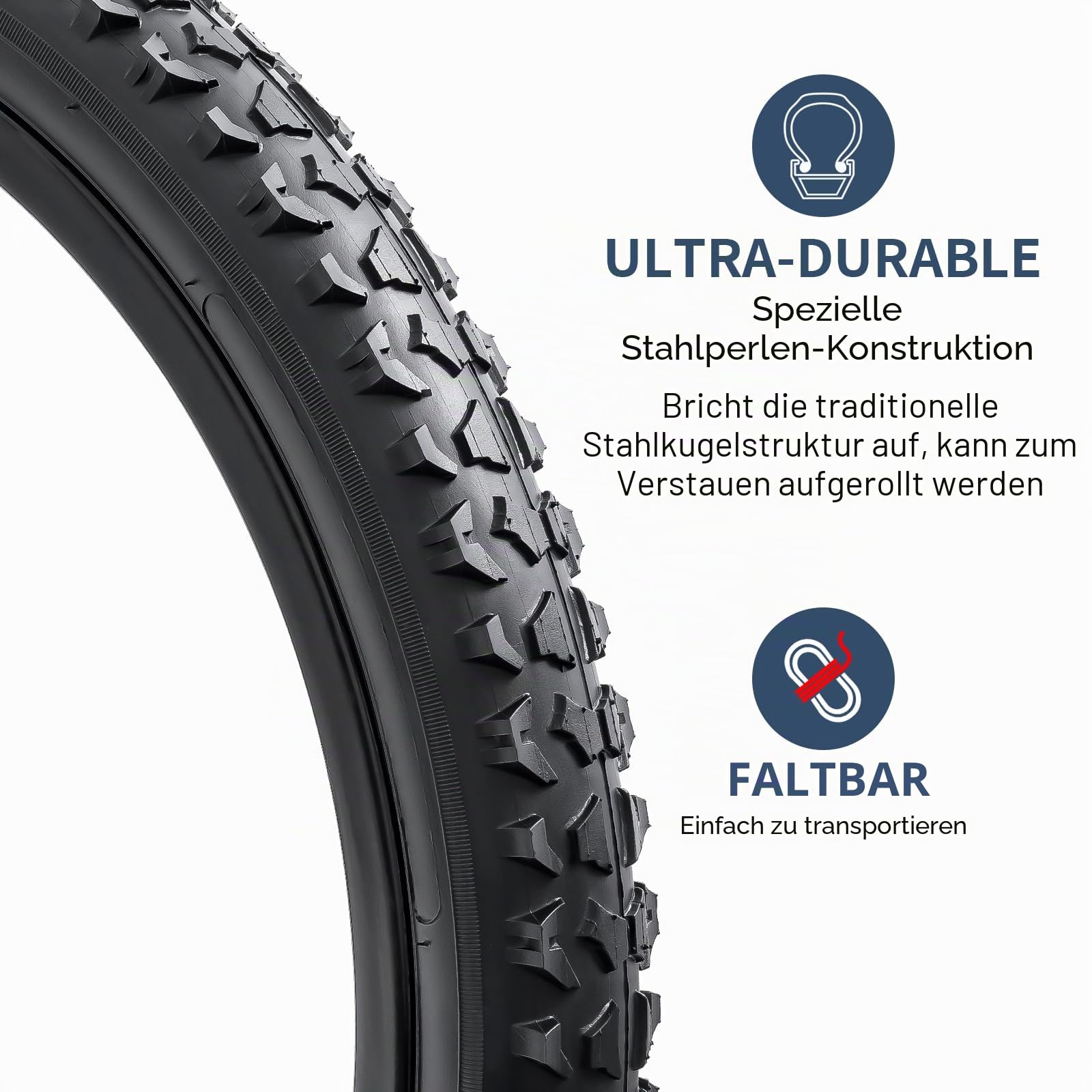YunSCM 2Pcs Faltbare 24 Zoll Fahrradreifen 24x1.95 Mantel 53-507 Kompatibel 24x1.90 24x1.95 24x2.0 Stadt/Straße/Mountainbike Reifen