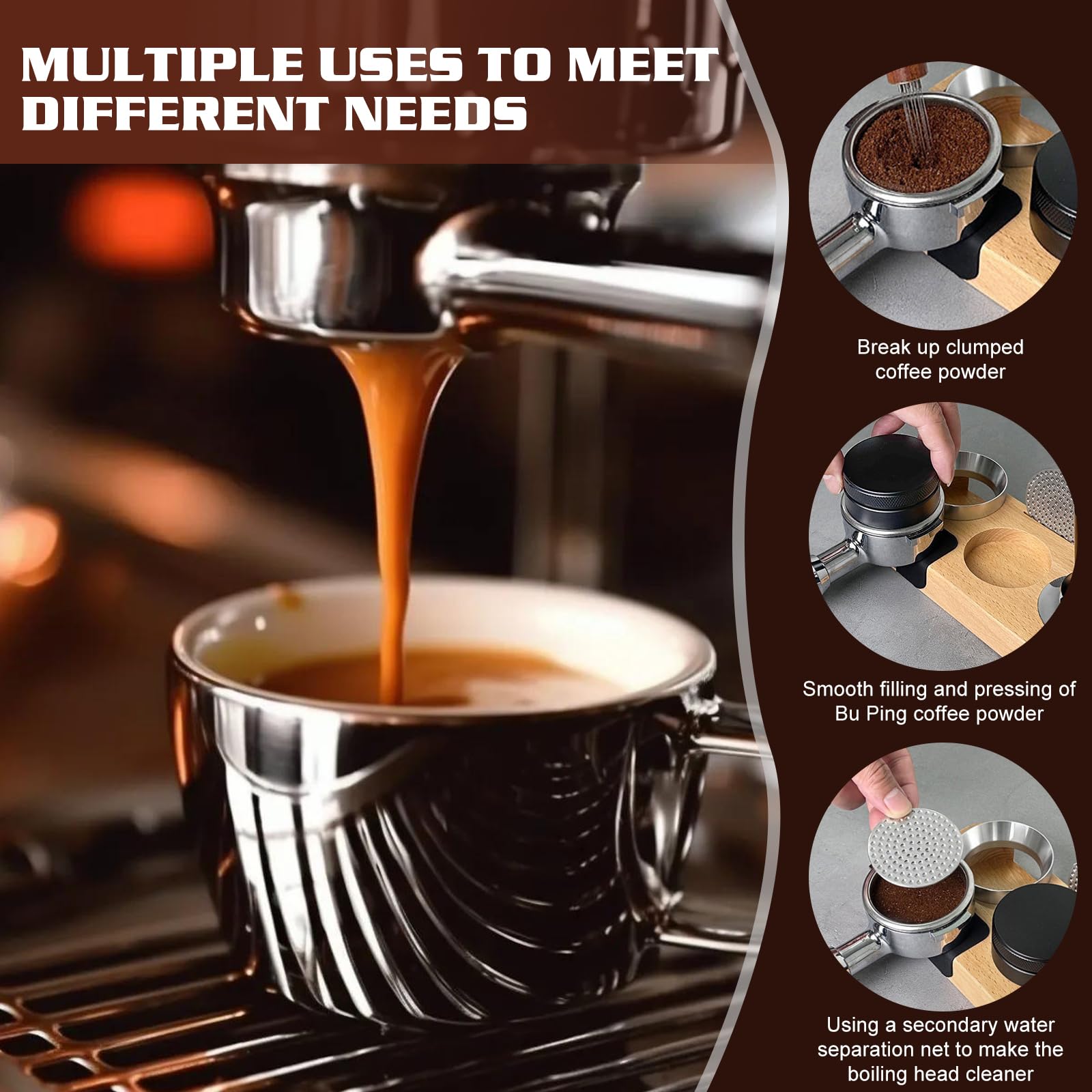 Juego de 10 prensadores de café con estación de prensado, 51 mm, juego de accesorios para café expreso con herramienta WDT, anillo dosificador, pantalla Puck, cepillo de limpieza, tapete, accesorios
