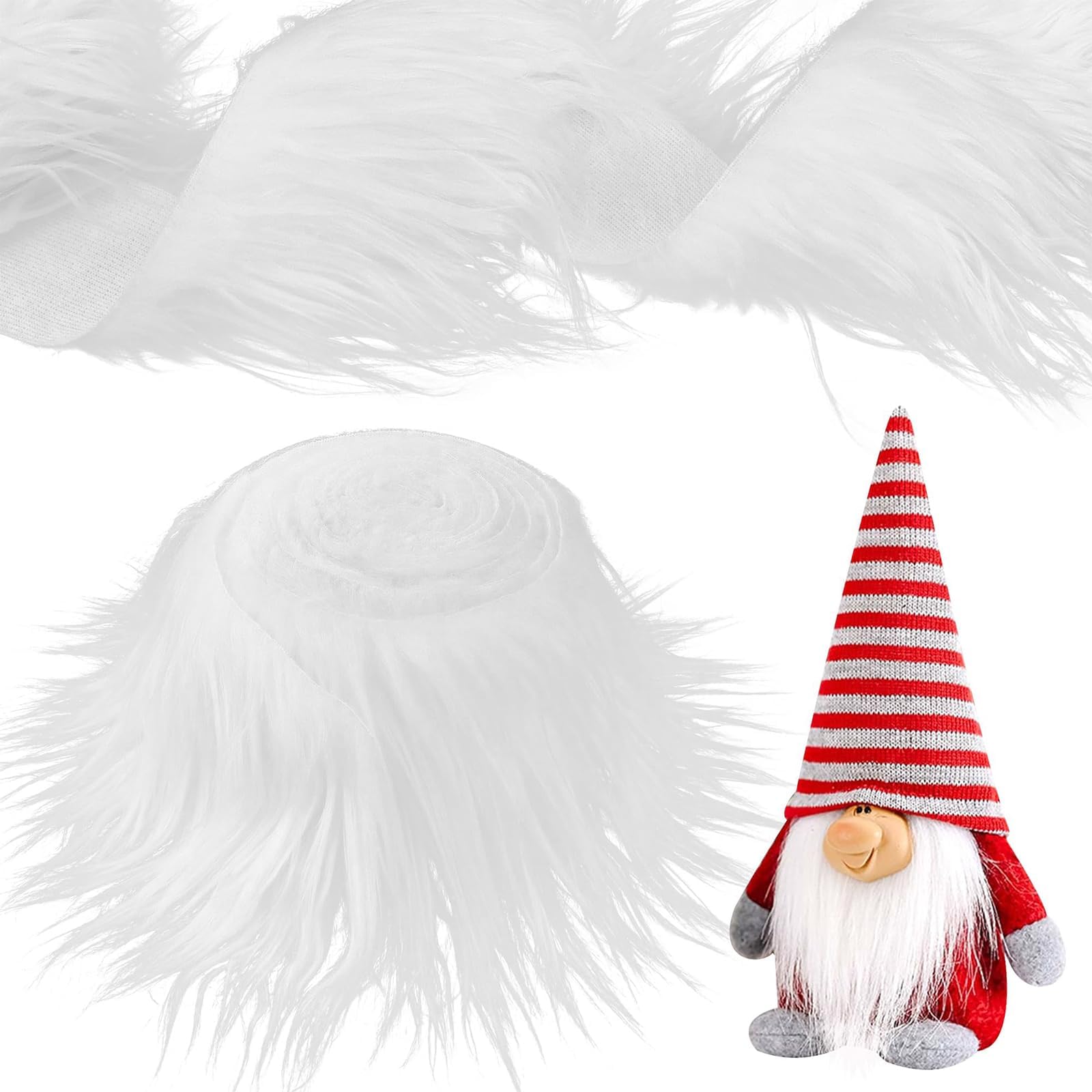 RYMAUPFaux Fur for Crafts, Furry Faux Precut Stripes, Shaggy Faux Leather, Plush Faux Fur Fabric, Fur Fluffy Fabric, 5 cm x 1.8 m, Faux Fur for Dwarves, Beard