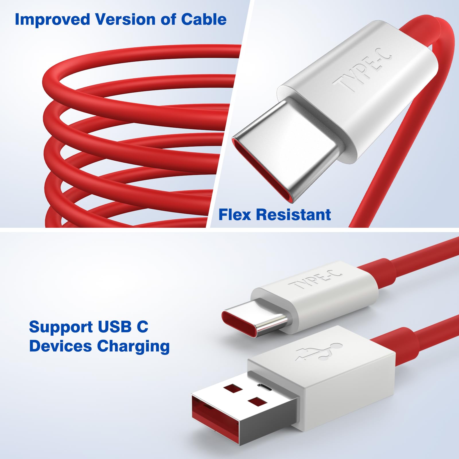 Câble USB C Pour OnePlus 12 10T 11 5G, 100 W SUPERVOOC Câble Type C 2M