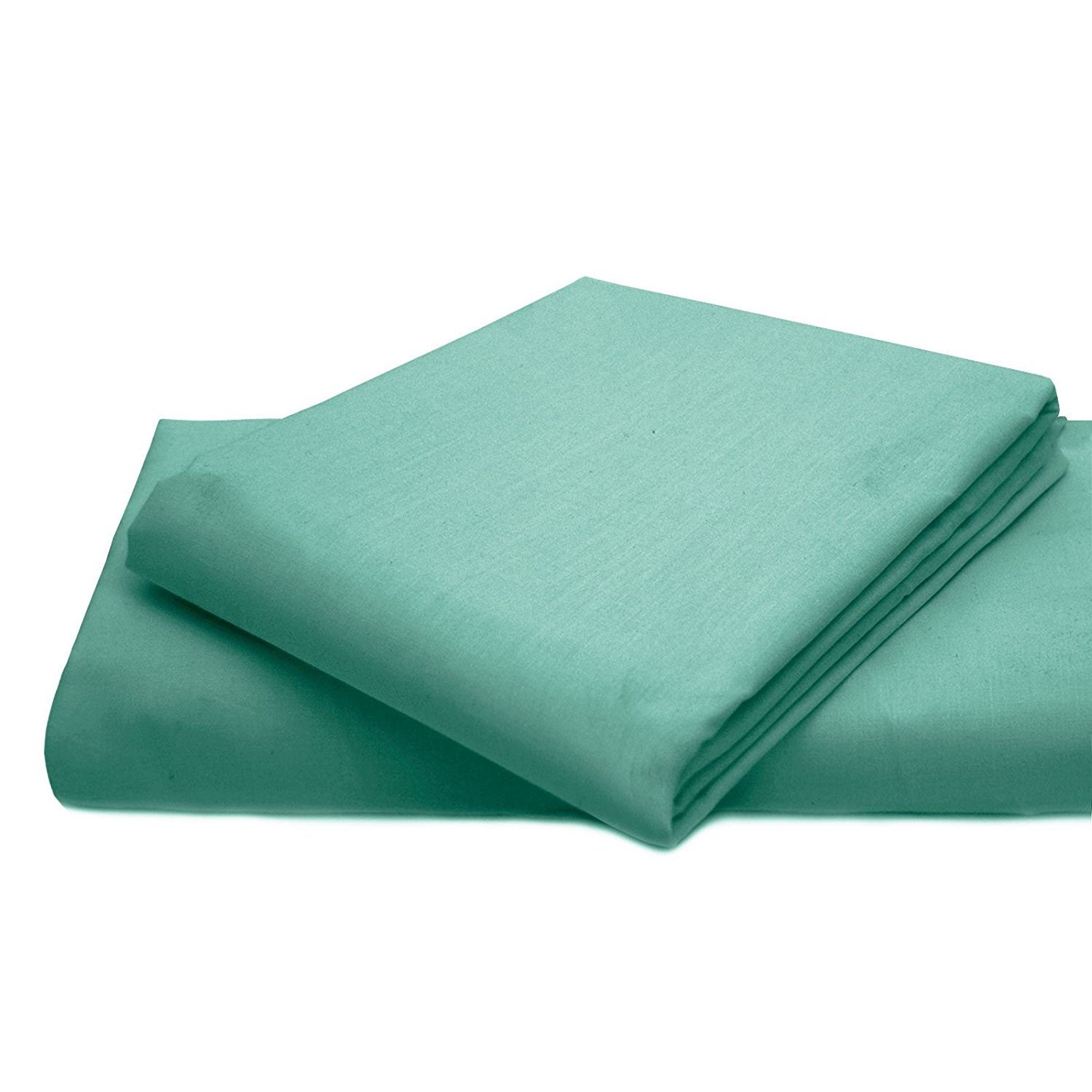 Queens Land Home Non Iron Percale Pollycotton Flat Sheet (Super King, Mint Green)