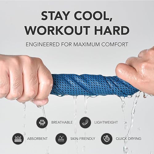 Miniatura 4 de Toallas refrescantes de microfibra para cuello y cara, paquete de 4 toallas de malla de secado rápido de 40 x 12 pulgadas para entrenar con bolsa