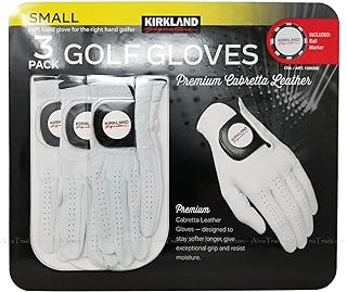 Signature Men's Golf Gloves Premium Cabretta Leather, Small, 3 Pack