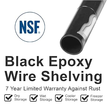 Nexel Adjustable Wire Shelving Unit, 4 Tier, NSF Listed Commercial Storage Rack, 24 x 36 x 63, Black Epoxy