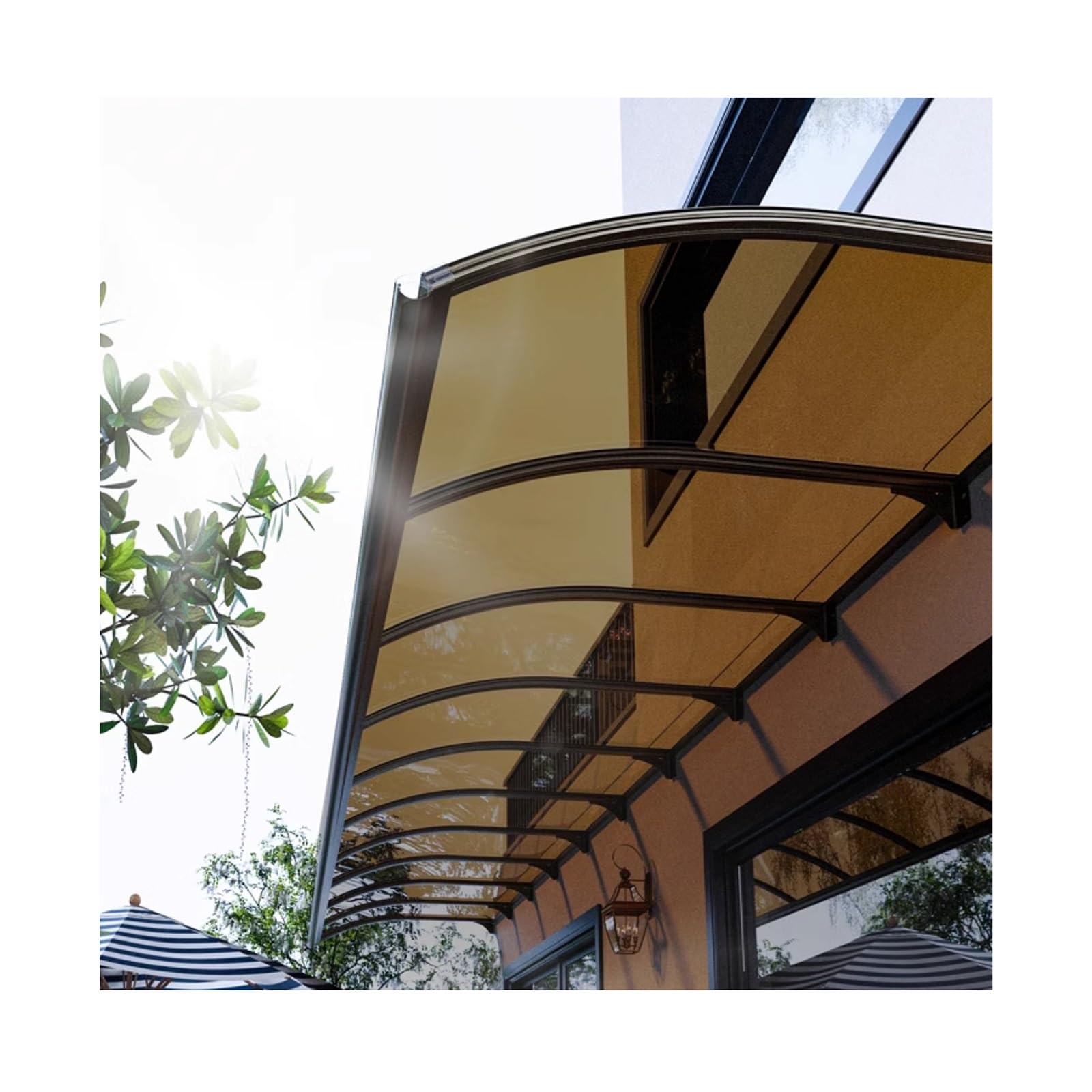 GJZQDKX Outdoor Door Canopy Awning UV Protection Sunshade for Patio Porch and Terrace Waterproof Rain & Snow Shelter with Drainage (65x60cm/25.6x23.6in)