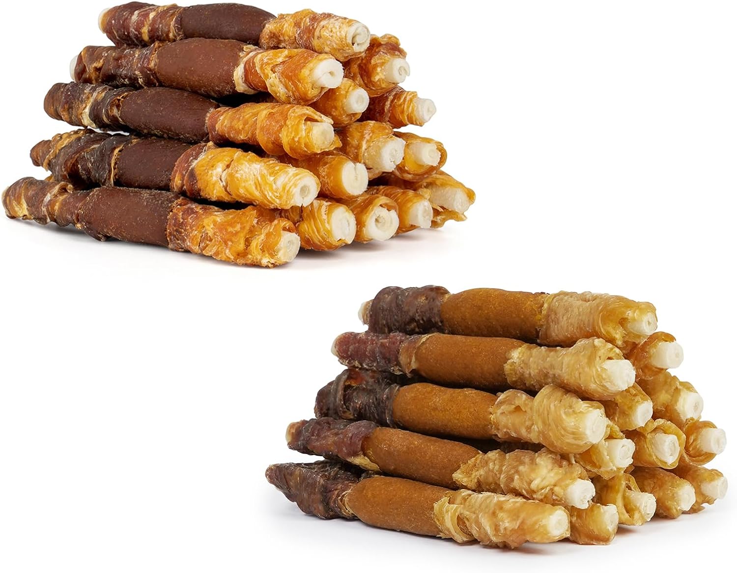 MON2SUN 5 Inch Triple Flavor Chicken Liver Duck and Chicken Rawhide 15 Count for Small and Medium Dogs & 5 Inch Triple Flavor Chicken Pumpkin and Duck Rawhide 15 Count for Small and Medium Dogs