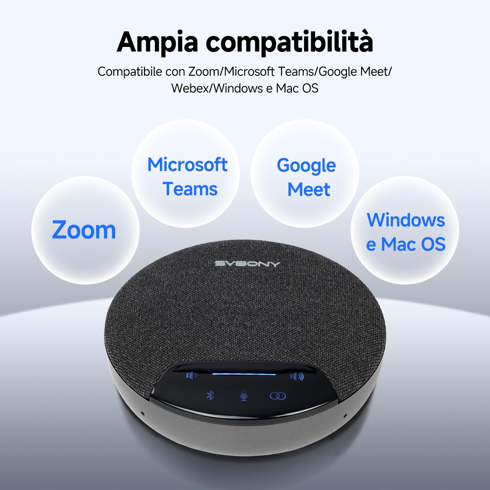 SVBONY SVN O1 Conference Microphone con 3 Plug-&-Play per 2-6 Pers | Altoparlante per Conferenze Dual-Channel con Cattura 360° & Riduzione Rumore 3A+IA per Piccole Sale