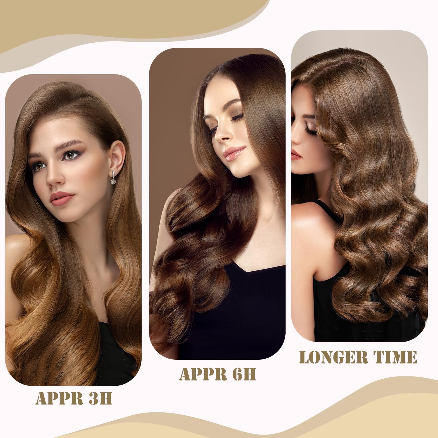 4PCS Hair Rollers Curler Headband Heatless Curlers with Square Headscarf No Heat Overnight Curls for Long Hair (Khaki) - Image 4