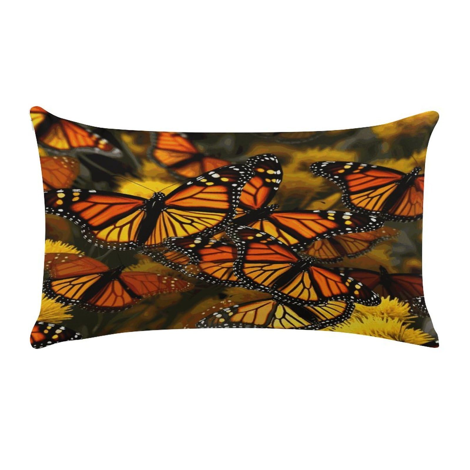 Monarch Butterflies Pillow Cover Super Soft Pillowcase Luxury Cozy Fuzzy Velvet Pillow Shams Breathable Standard Pillow Cases with Zipper Wrinkle-Free Pillow Cover 12 "×20 "