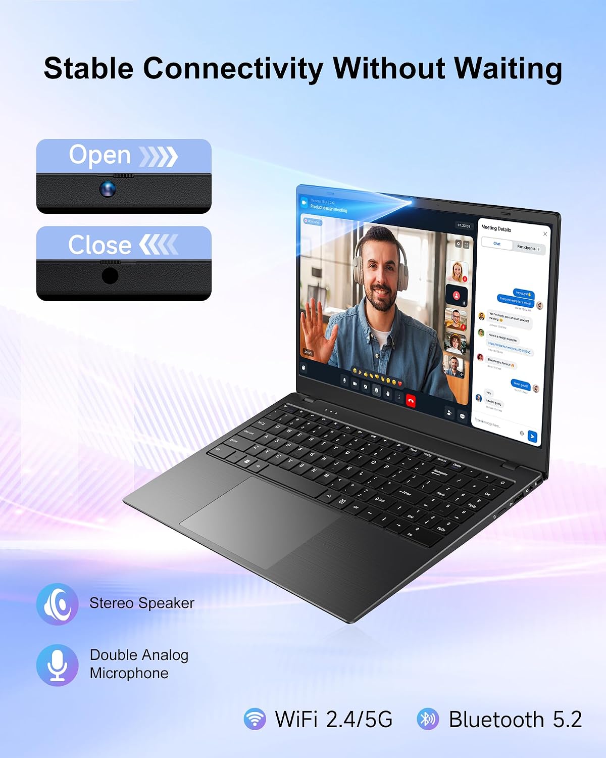 15.6 Inch Laptop Computer - 16GB RAM 256GB SSD with Pentium 6500Y Processor Up to 3.4GHz, 1080P FHD IPS Display, USB 3.2, USB C, WiFi5, BT5.2, 2026 Notebook Laptop for Work, School and Home