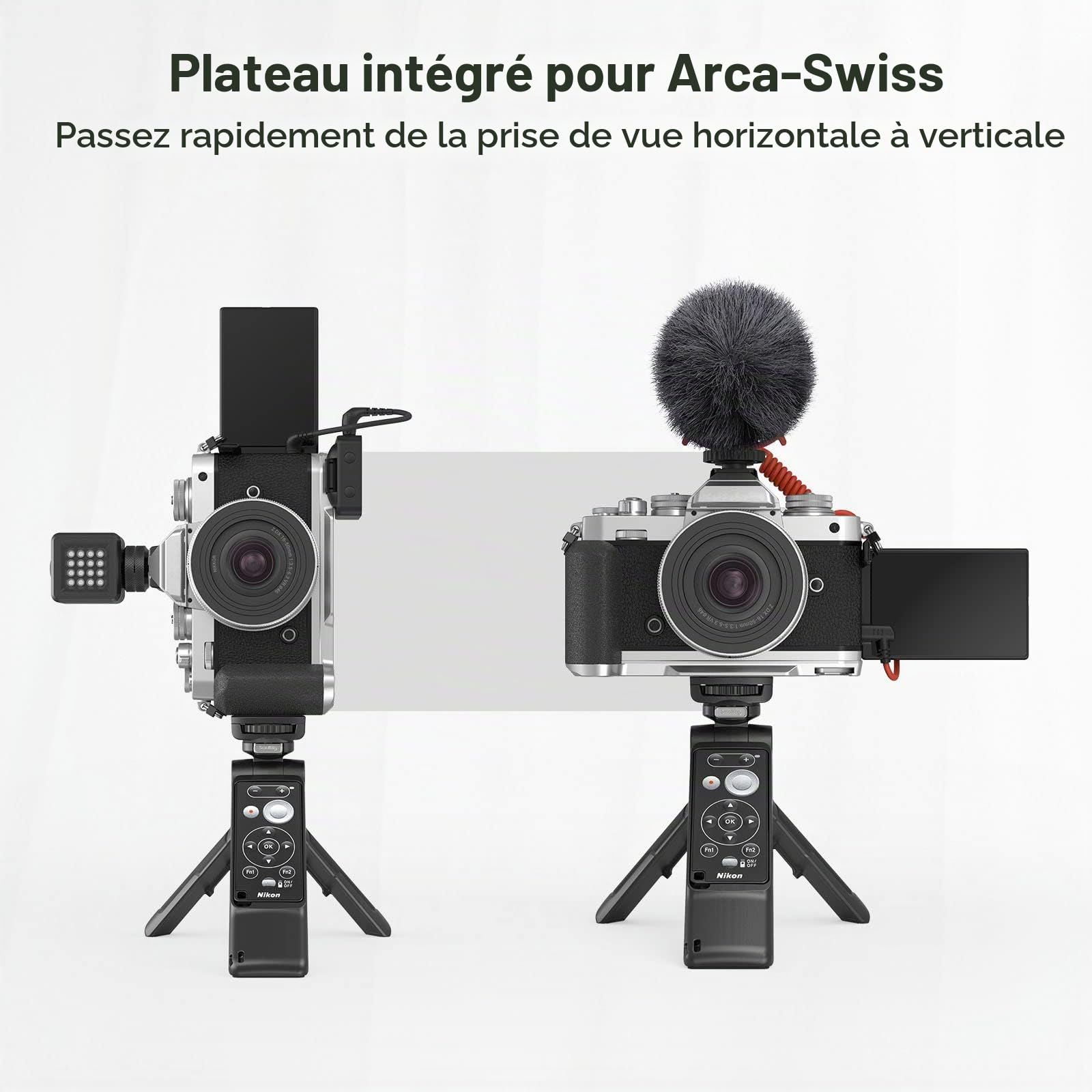 SMALLRIG Z FC L Shape Grip pour Nikon Z FC, Poignée Latérale Légère de Style Rétro avec Cold Shoe Intégrée, Plaque Intégrée pour Arca Swiss et Monture à Vis 1/4"-20-3480