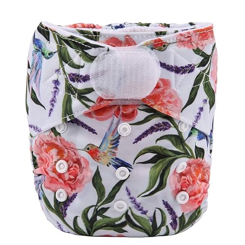 Miniatura 12 de Pañal de tela de bolsillo para bebé con gancho y lazo para niñas (rosas suculentas)