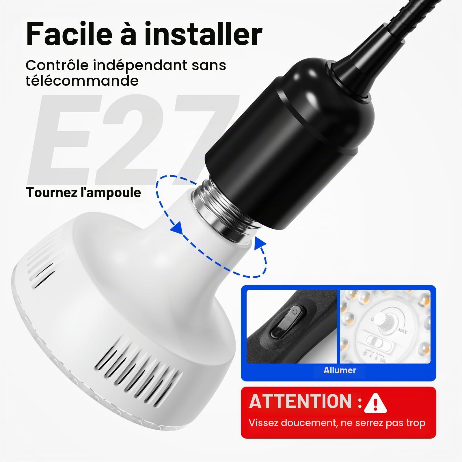 Barrina Orbgrow OG11A2 Lampes Horticoles à Pince, 4000K 22W, 2Bras Flexible