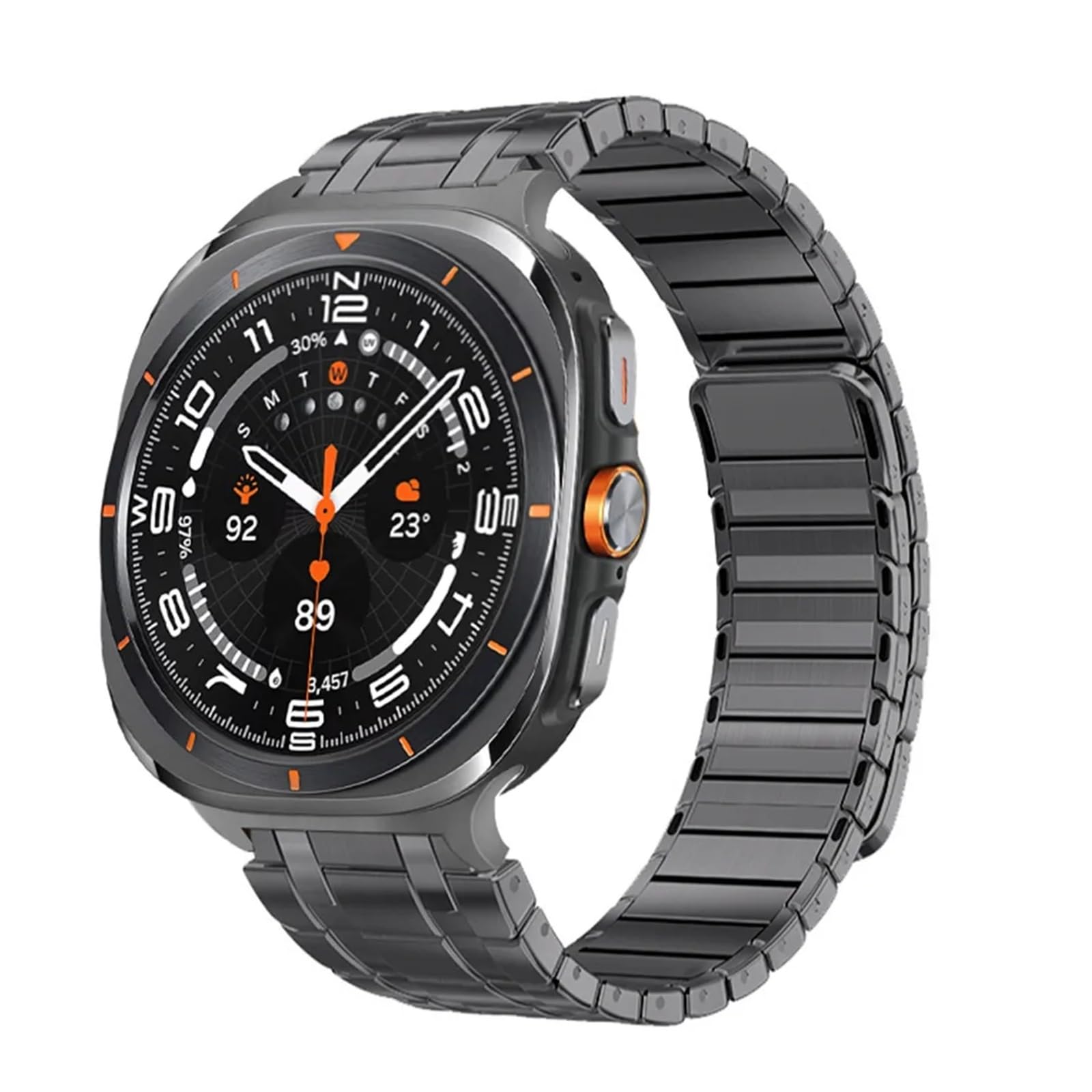 JDIME Bracciale stile AP in metallo magnetico resistente per cinturini Samsung Galaxy Watch Ultra 47 mm Cinturino ad anello in acciaio inossidabile 304