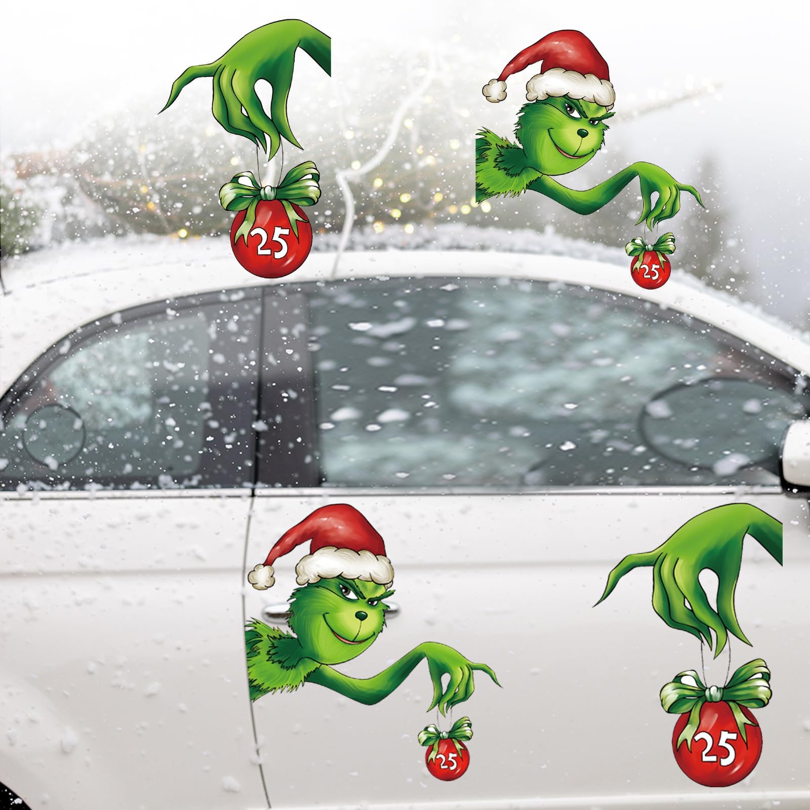 Reflective Christmas Car Magnets - Cartoon Refrigerator Magnets, Garage Decals - Holiday Decorations Gift for Car, Home, Refrigerator, Garage Door