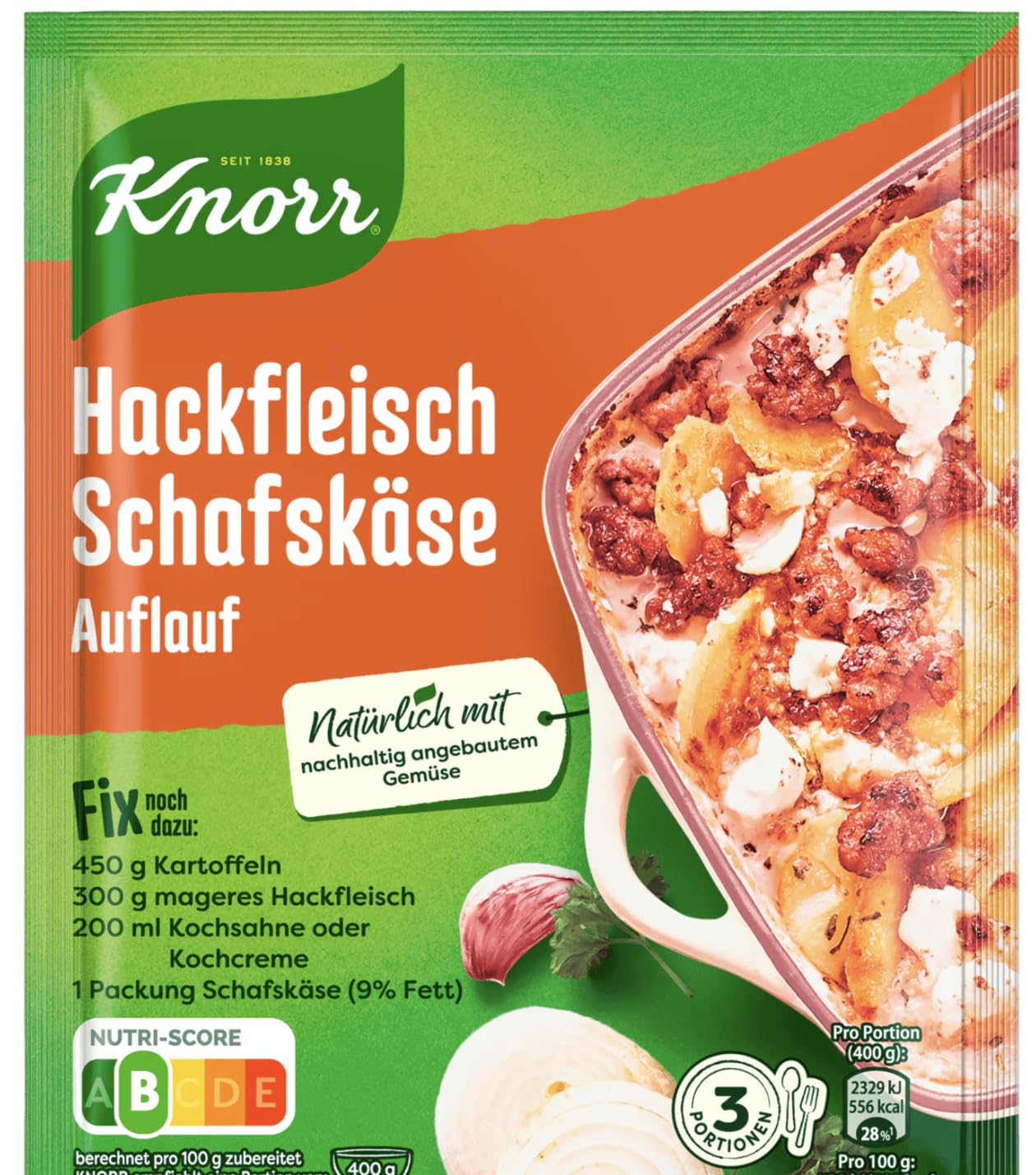 Hackfleisch Schafskäse Auflauf - Assaisonnement Allemagne pour une préparation Rapide Sans Additifs, saveur viande hachée fromage de brebis cocotte - 3 portions - Compatible avec Knorr Fix - 43g
