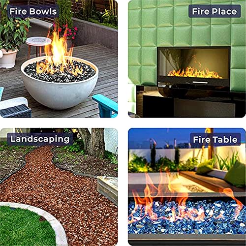 Miniatura 7 de Mr. Fireglass Vidrio de fuego triturado para chimenea natural o propano y paisajismo, ámbar claro de alto brillo de 10 libras