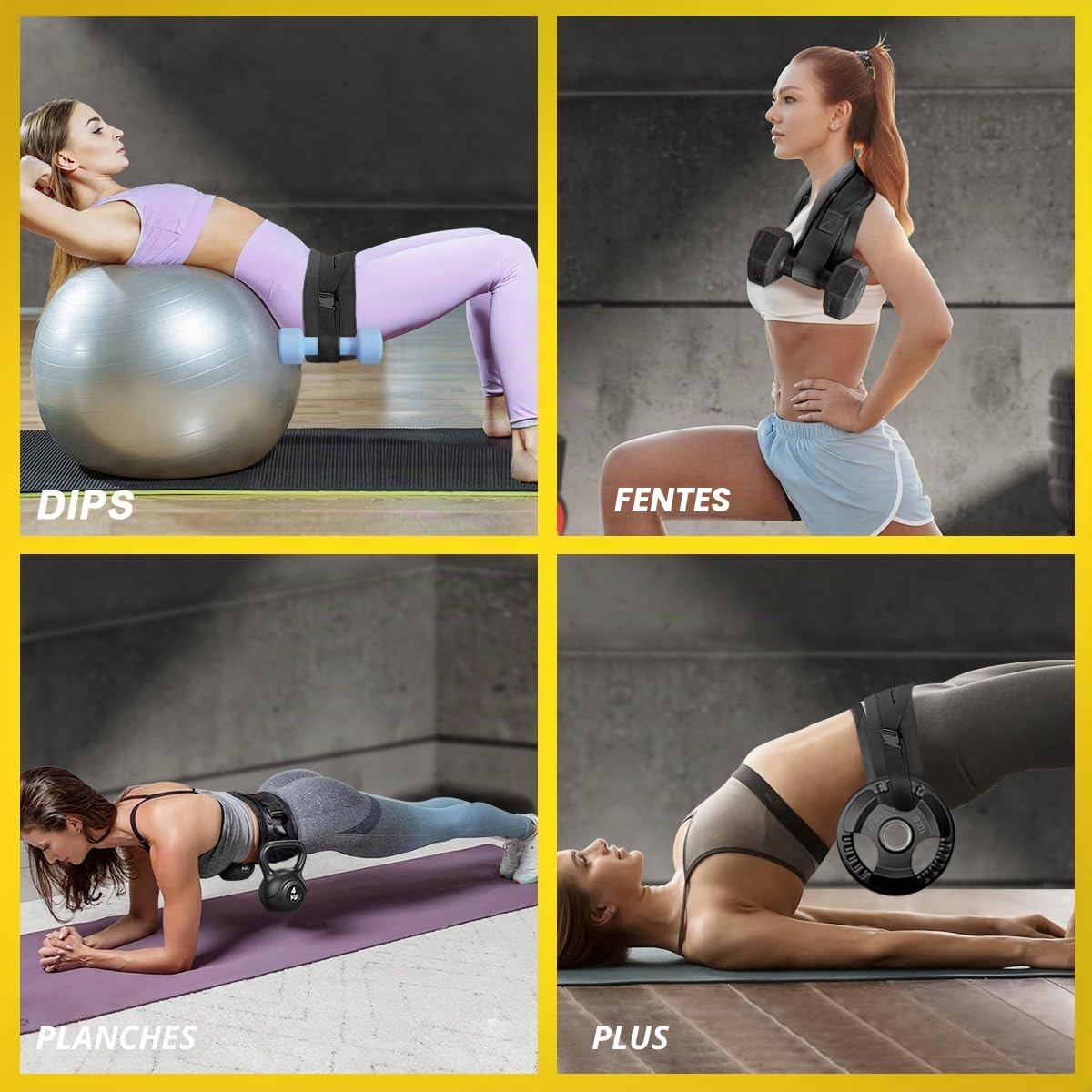 Hip Thrust Belt for Dumbbells, Ceinture de poussée de hanche pour haltères, kettlebells, ceinture de fessier pour poussée des hanches, des squats, des dips
