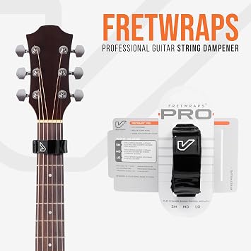 Gruv Gear Fret Wrap & Guitar Mute Pro, Fretwrap for Acoustic, Electric & Bass | String Dampener Recording, Tapping & Practice Accessory (1 Pack, Medium Black, Fits 5 String Bass, 7 String Guitar)