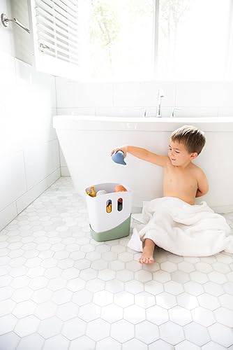 Miniatura 9 de Ubbi Organizador de juguetes de baño independiente con estante de secado extraíble y cuchara para niños pequeños + bebés, salvia