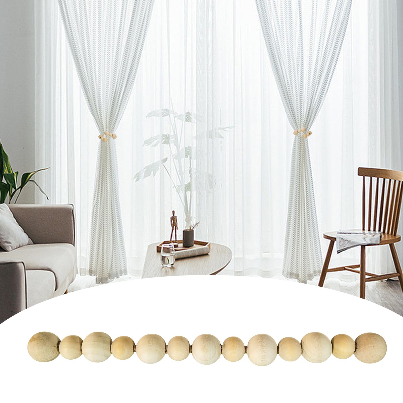 Lot De 4 Embrasses De Rideaux En Perles De Bois De Style Bohème Pour Décoration De Maison, Bureau, Chambre (perles En Bois