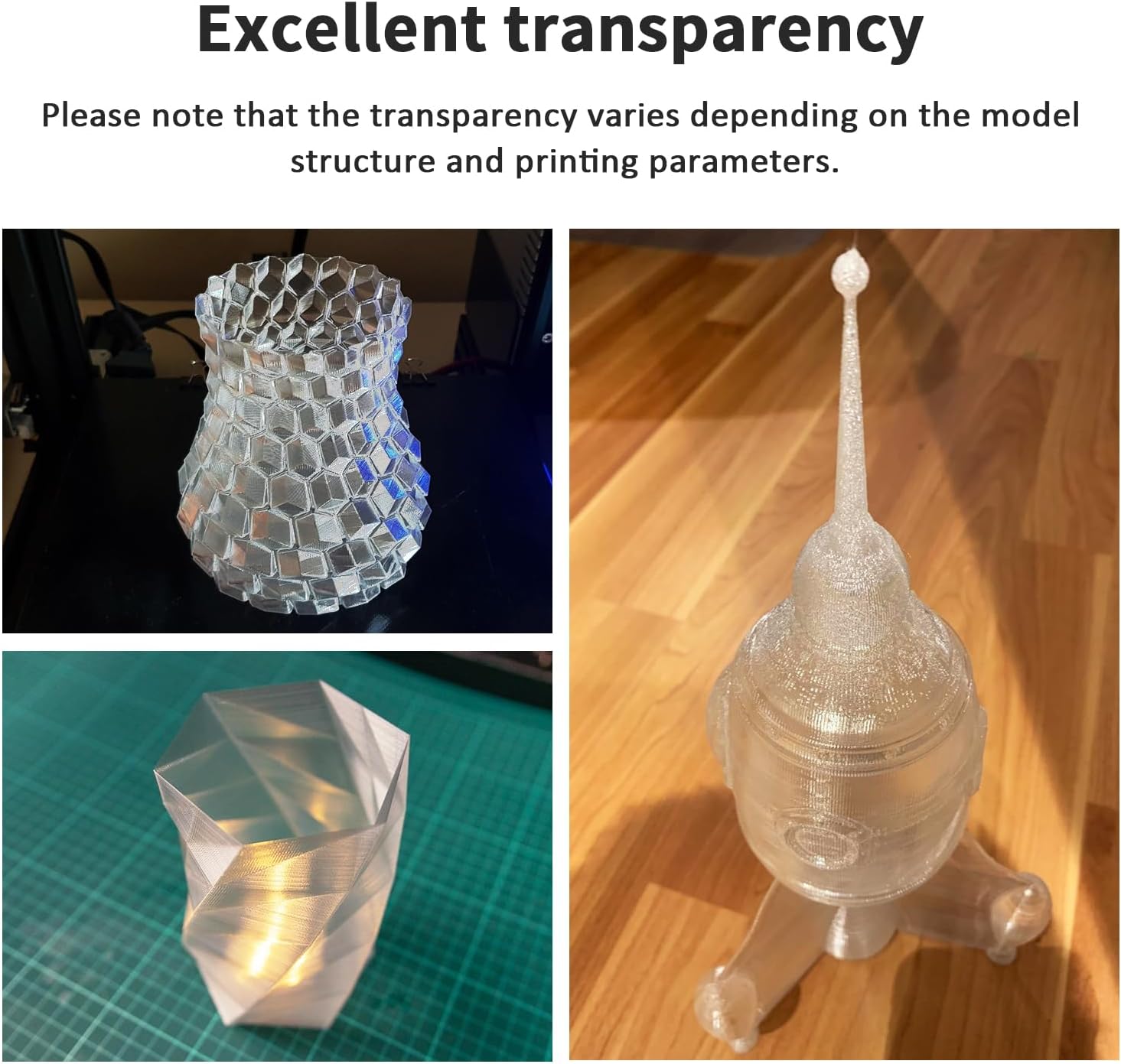 1kg Clear PLA and 1kg Black TPU Filament 1.75mm 95A