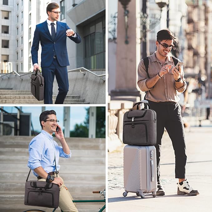 Maletín para portátil 17.3 pulgadas para hombre gris miniatura 8