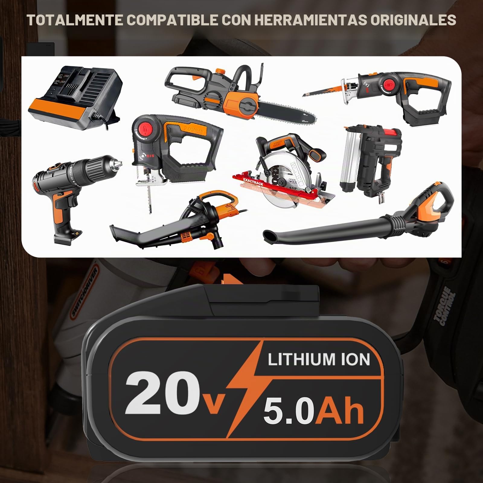 2 Piezas Reemplazo para Worx Batería 20V 5.0Ah