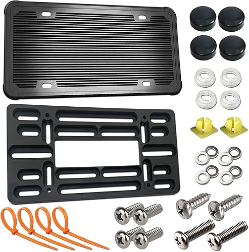 Kit de montaje de placa de matrícula delantera soporte para placa de matrícula de parachoques delantero y marco de silicona negra, adaptador
