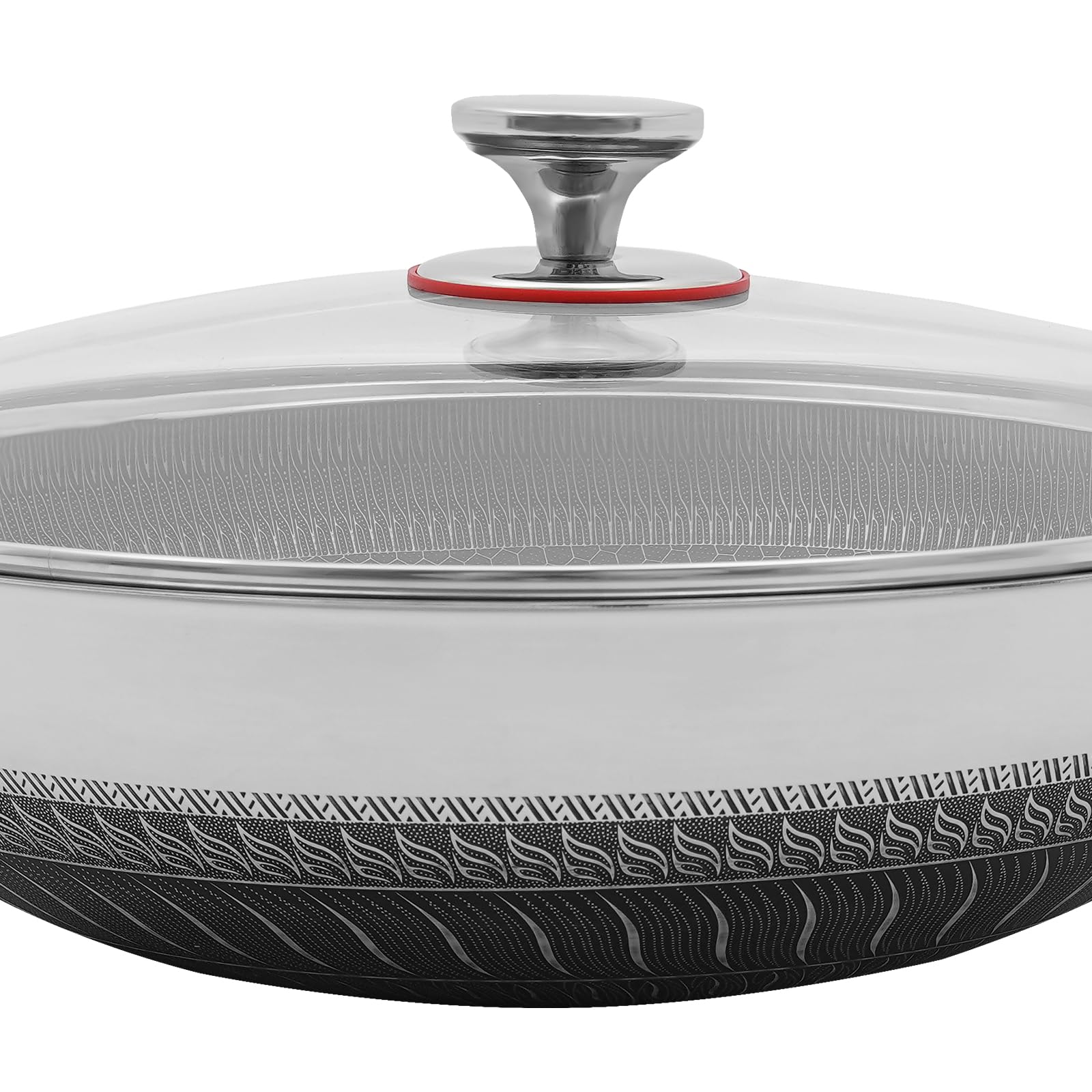 Padella antiaderente da 36 cm, in acciaio inox 410, diametro 13,98 pollici, profondità di 3,86 pollici, struttura a nido d'ape, padella interna senza rivetti