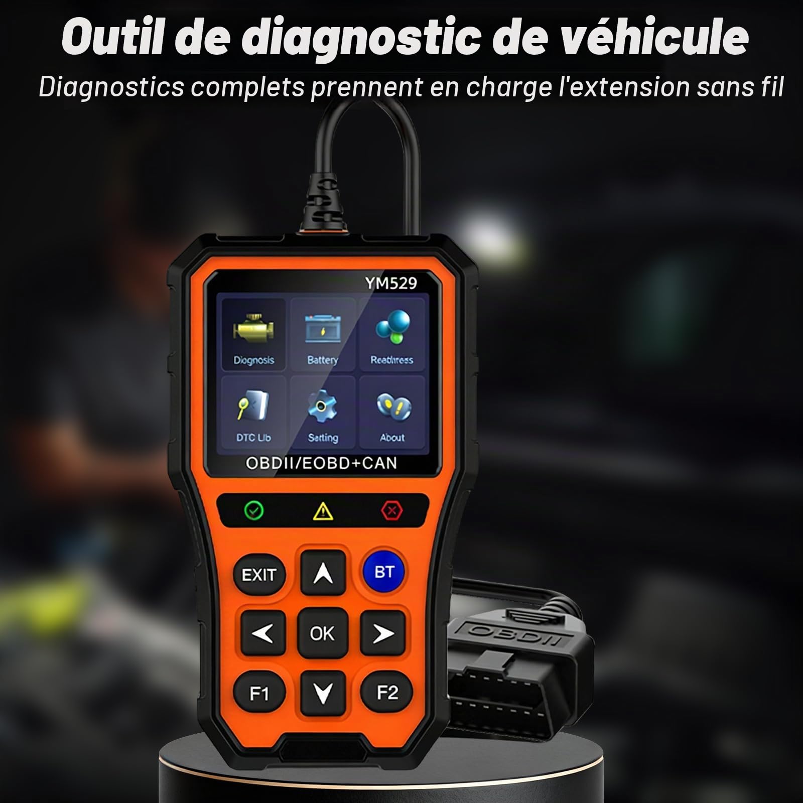 OBD2 Diagnostic Auto Valise Voiture, OBD Diagnostique Français Auto Multimarque avec 13 Langues, Écran Couleur IPS 2.8", Outils Diagnostics Système Moteur OBD et Surveillance de la Batterie