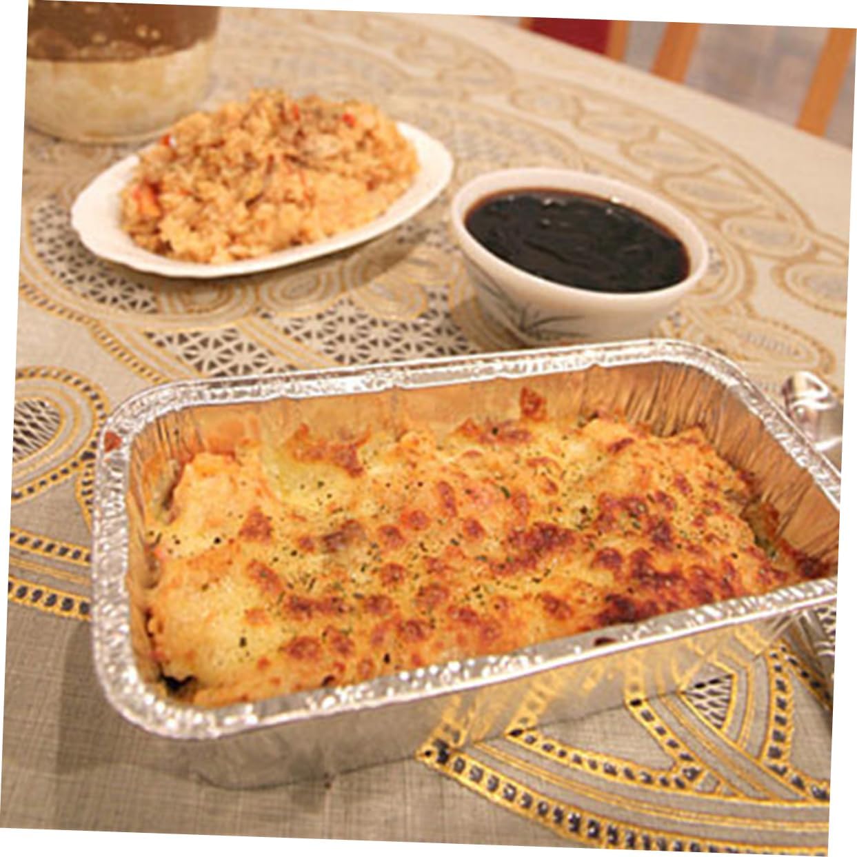 10pcs Disposable Aluminum Foil BBQ Drip Pan Tray Easy Grease Catch for Grill Maintenance Recyclable Liners for Indirect Cooking for Outdoor BBQ