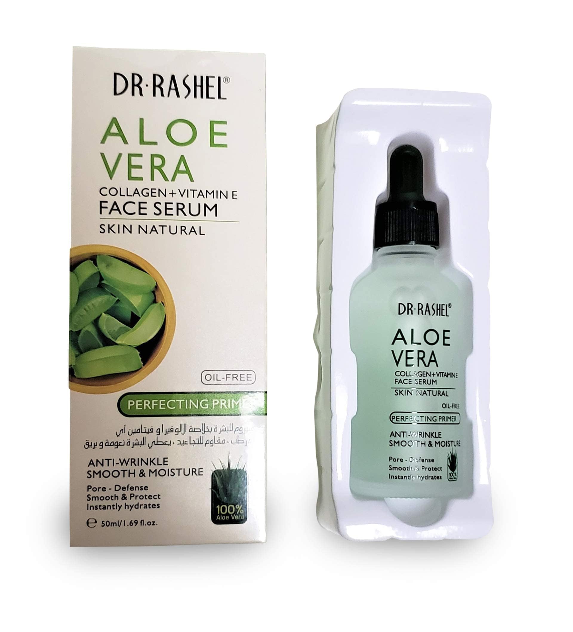 DR.RASHEL Dr. Rashel Sérum Visage Avec Aloe Vera, Collagène Et Vitamine E | Anti-rides, Adoucit Et Hydrate La Peau Instantanément, Mesure 1.69 Oz