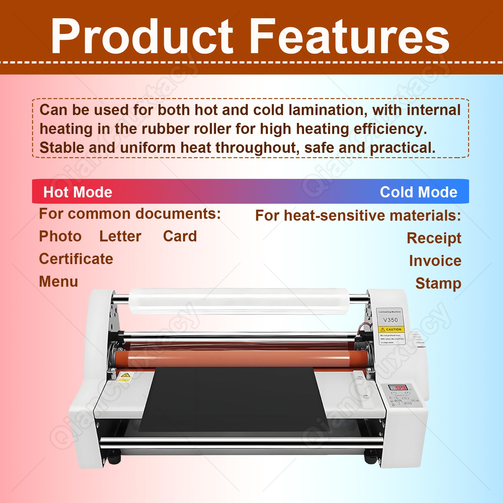 Plastificadora V350, Laminadora De Rodillos Calientes Y Fríos, con Control De Temperatura, De Una Y Dos Caras, Calentamiento Rápido, Ideal para Escuelas Y Oficinas