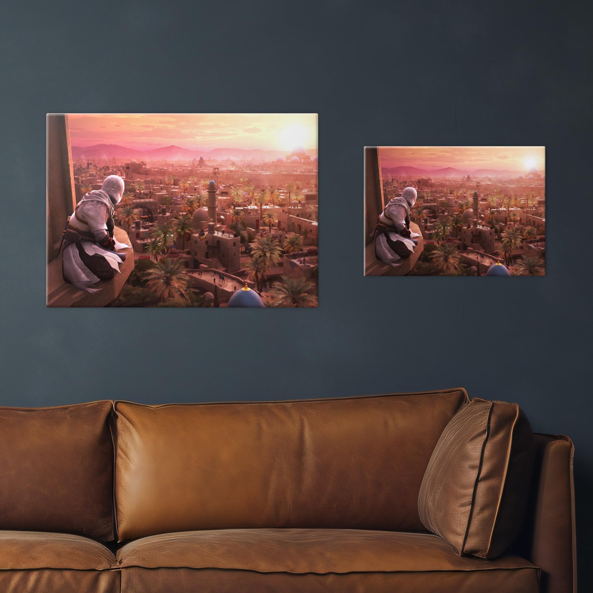 Displate Metall poster Assassin's Creed Baghdad Roofs Größe L | Bilder Wanddeko Wohnzimmer & Schlafzimmer Wandbilder, Geschenk. Wandkunst mit Magnet-Befestigung, ohne Bohren.
