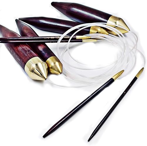 Miniatura 3 de Agujas de tejer circulares de palisandro con cordón de nailon de 32 pulgadas  La elección perfecta de la cabeza de punto (US 10 6 00 (mm))