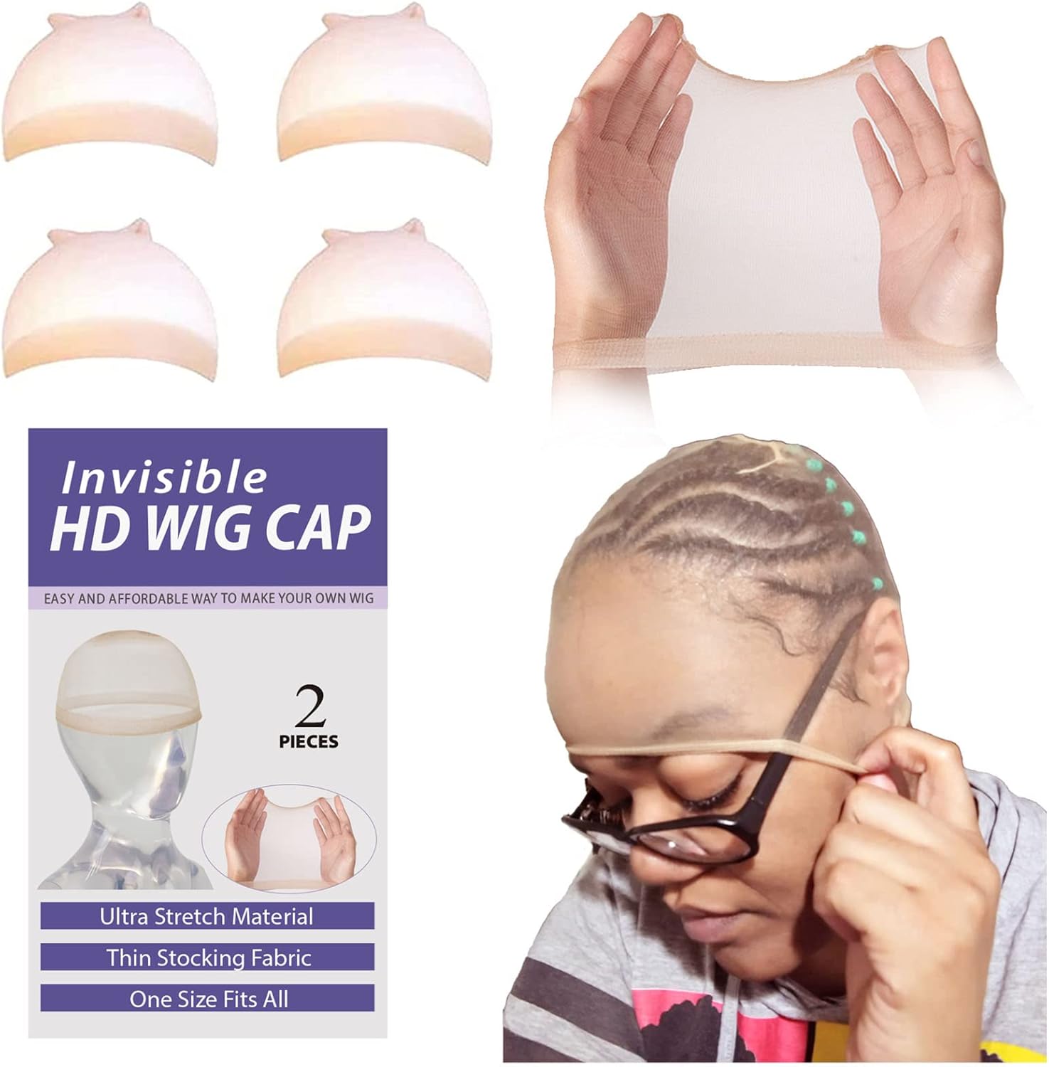 Ugrace Hair HD Wig Cap For Lace Front Wig 4 PCS HD Wig Caps For Women
