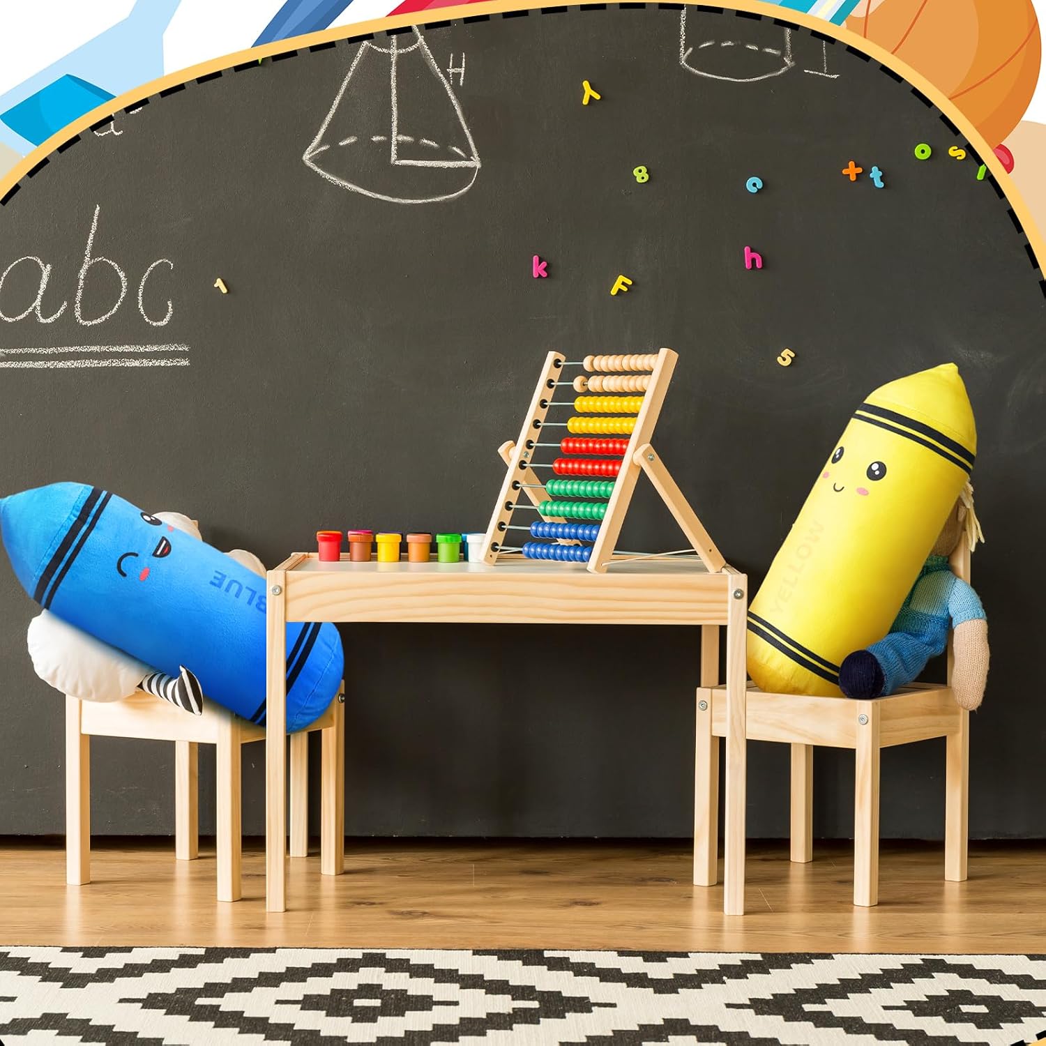 Soulchen 6 Colors Crayon Plush Toy for Kids Classroom 11.8 Inches Crayon Decoration Back to School Pillow Toddler Preschool Reading Room Decor