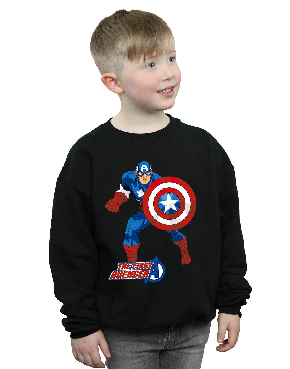 Absolute Cult Boys Black Marvel Captain America The First Avenger Sweatshirt 5-6 Years