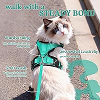 Vista 5 de rabbitgoo Arnés y correa para gatos para caminar, chaleco suave ajustable a prueba de escape para gatos, chaqueta de control fácil transpirable