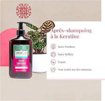 Arganicare | Keratin Professional Duo | Shampoo + Conditioner Set | Smoothness & Sleek Finish | For processed or heat-styled hair | 2 x 400 ml