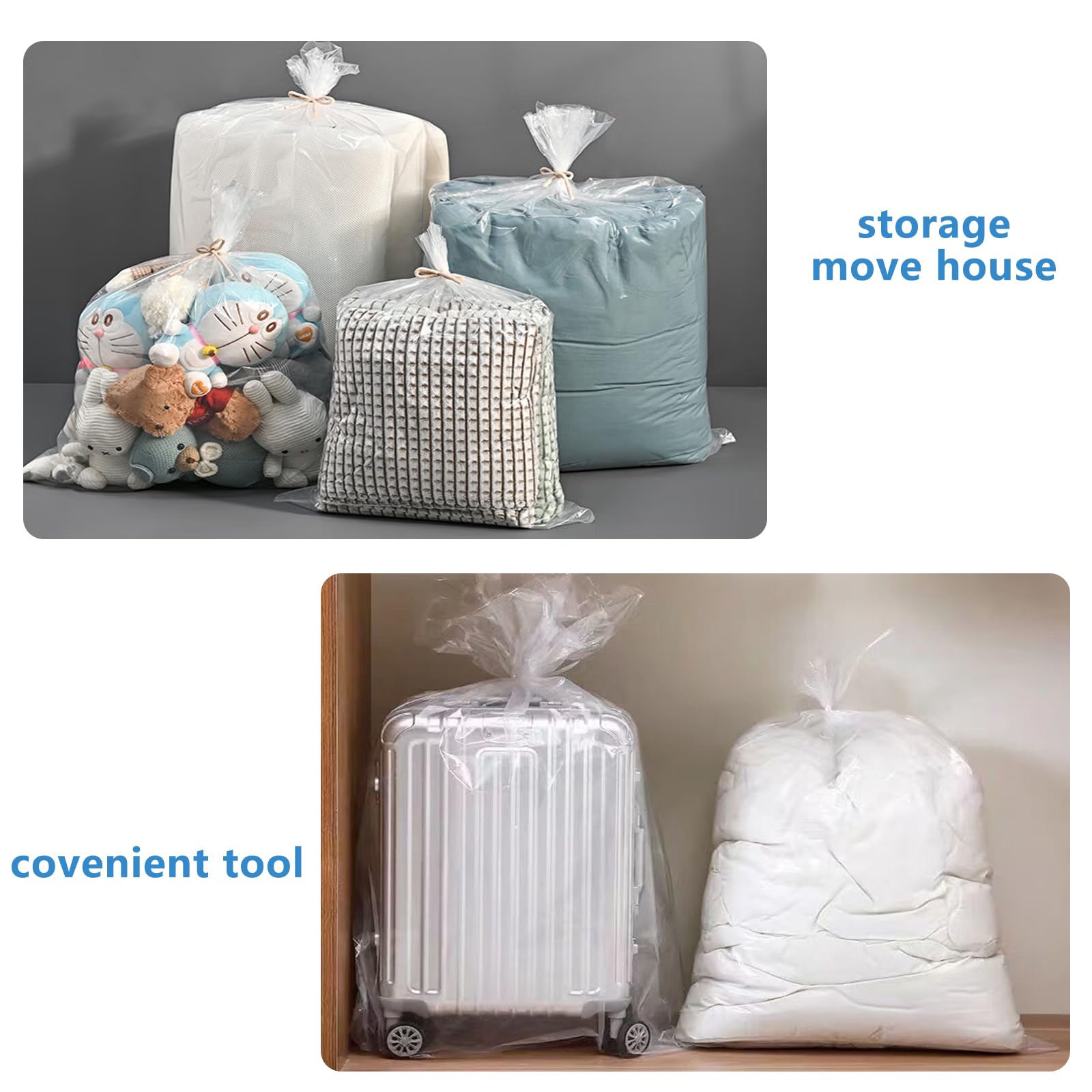 8 Pcs Clear Plastic Bags Extra Large - Image 4