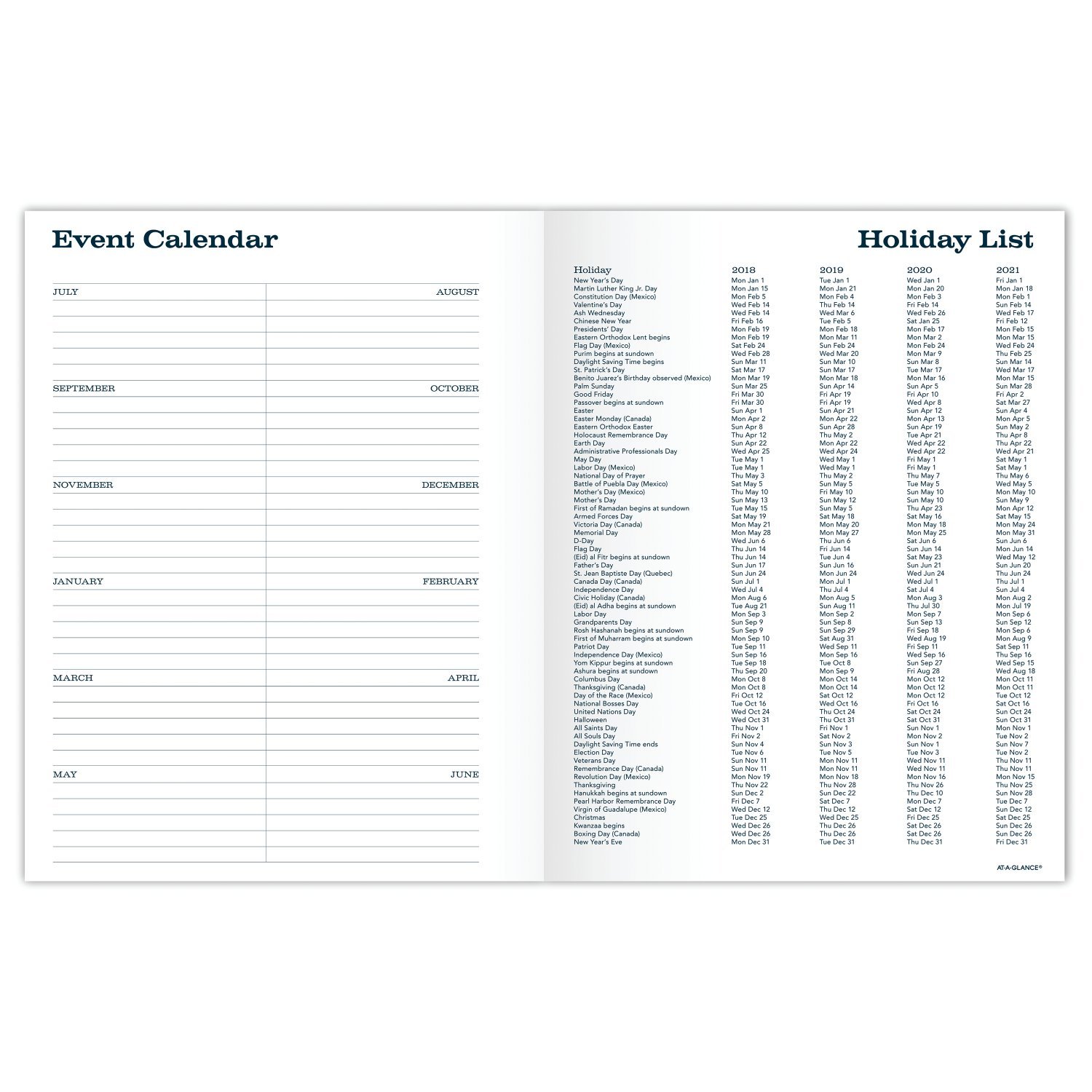 AT-A-GLANCE Academic Monthly Planner, July 2018 - June 2019, 8-1/2" x 11", Sapphire (1106-091A)