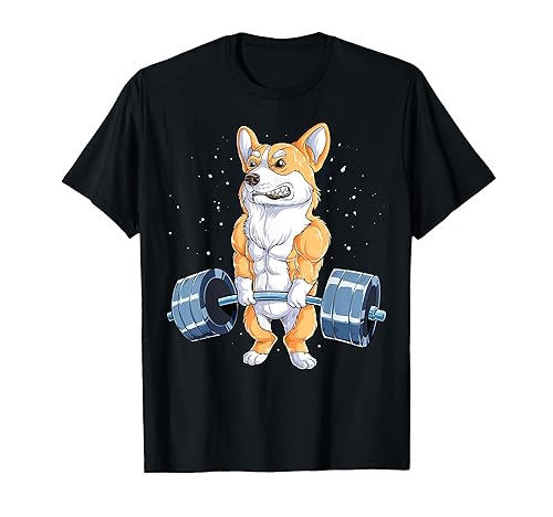 Corgi Weightlifting Funny Deadlift Men Fitness Gym Workout T-Shirt