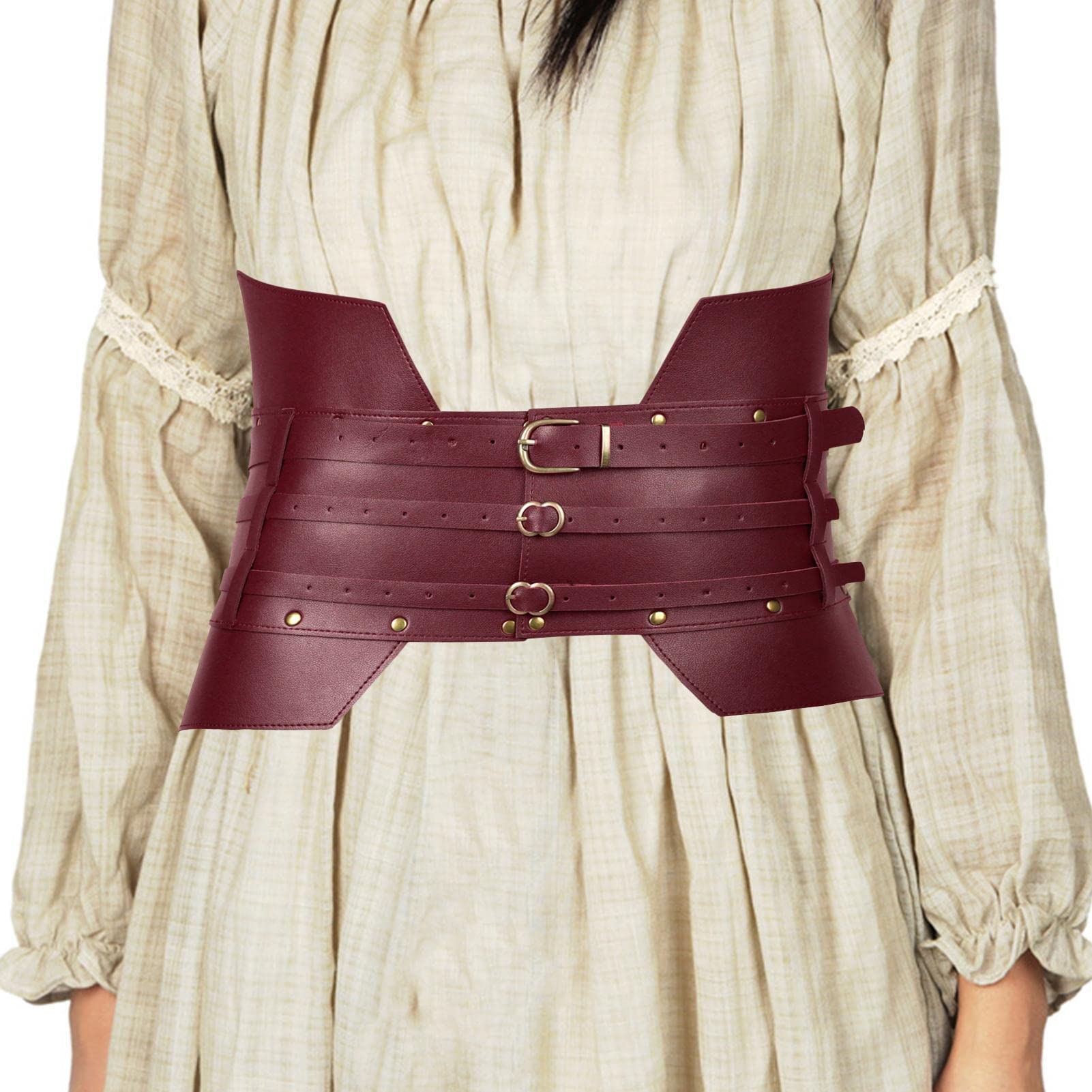 Cintura armatura medievale in pelle larga | Accessori per costumi cosplay fatti a mano con cintura Steampunk | Cintura armatura del cavaliere vichingo rinascimentale