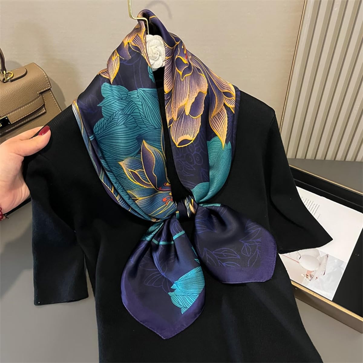 Headscarf Large Square Scarf 35" Fashion Scarves Silk Feeling Hair Wrapping Scarfs Hairscarf BA16 - Image 6