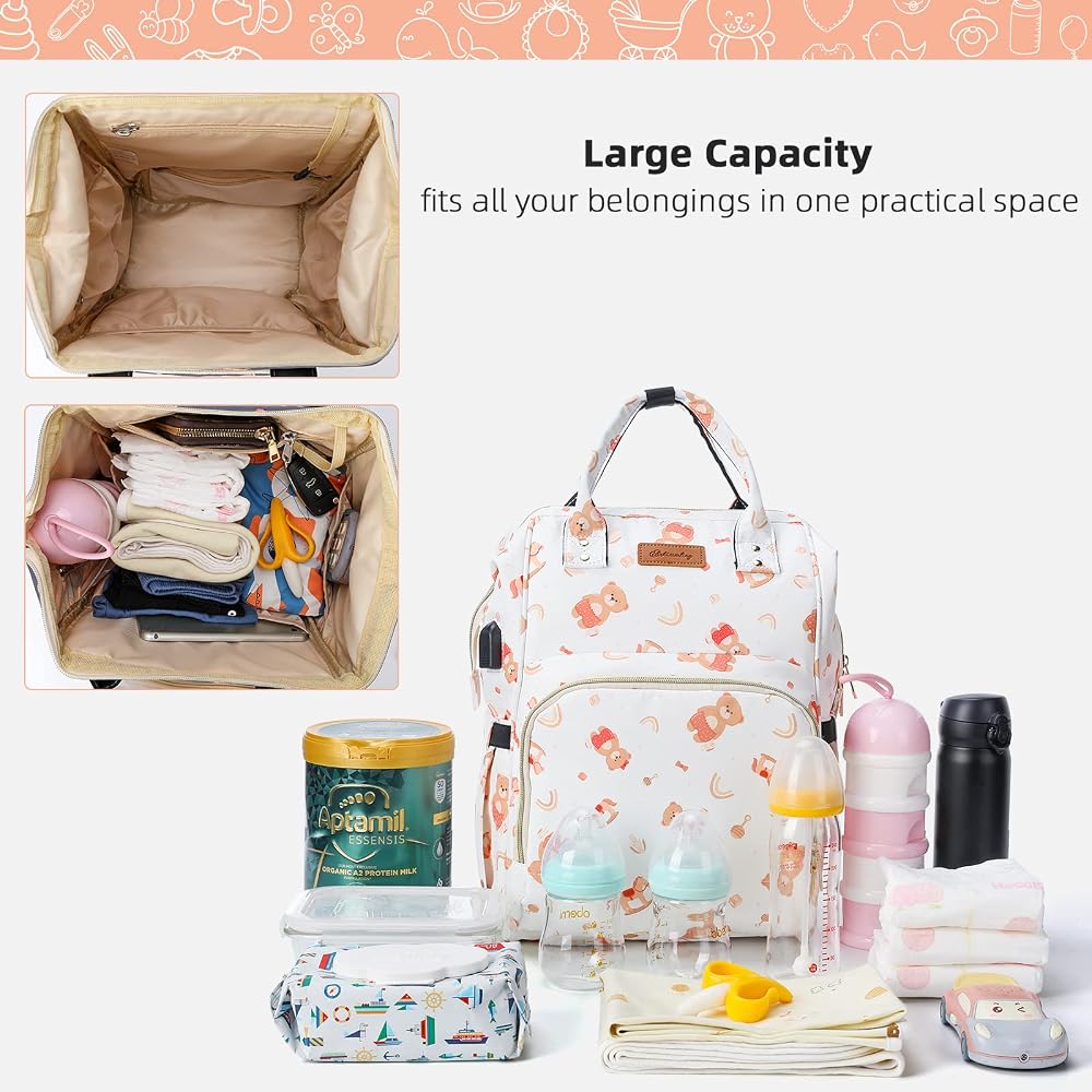 Sac à Langer HALOVIE 5 Pièces - Sac Bandoulière Réglable Avec Poches Multifonctions