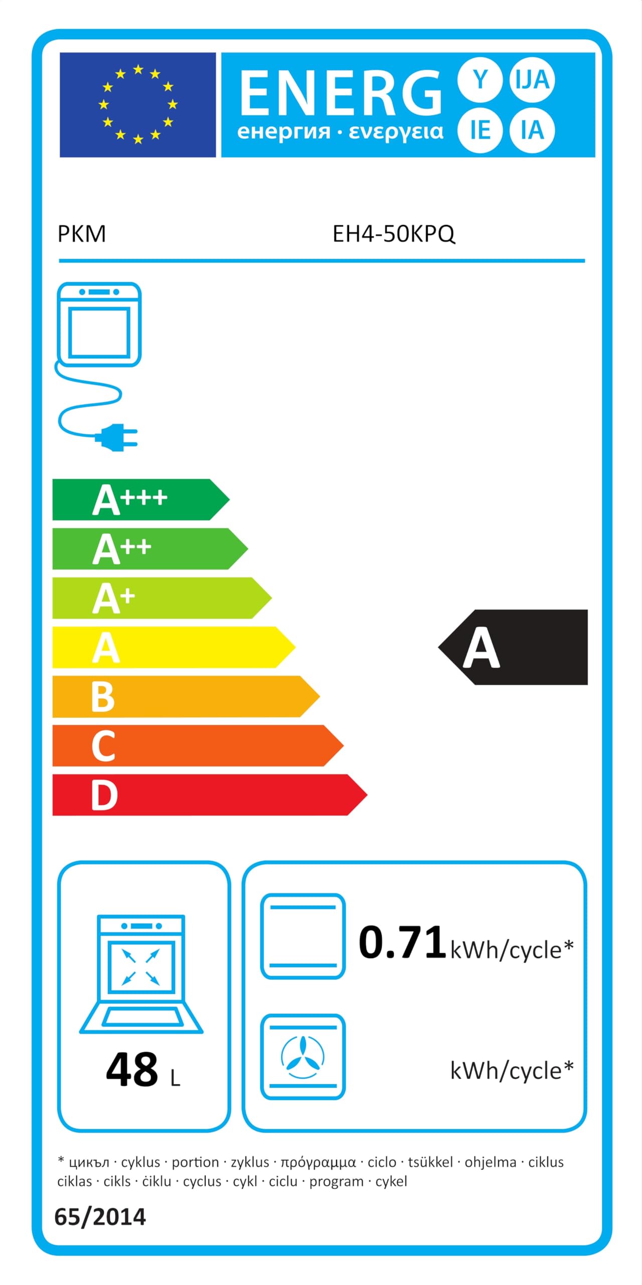 PKM Standelektroherd EH4-50KPQ | 48 Liter Garraum | Energieeffizienzklasse A | 4 Kochfelder
